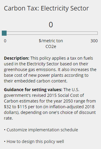 policy pane for Carbon Tax