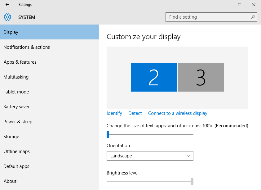 Windows 10 screen scaling control